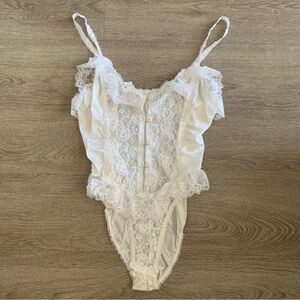 Vintage White Lace Bodysuit Lingerie Size S